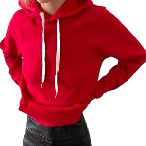 NWT FOREVER 21 Red Drawstring Hoodie Hooded Sweatshirt Pullover w/ Pocket Medium